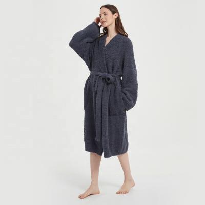 China Customized Wholesale Customized Luxury Logo Designer Thermal Comfortable Soft Thick Yarn Knitted Bathrobes For Women Home Wear for sale