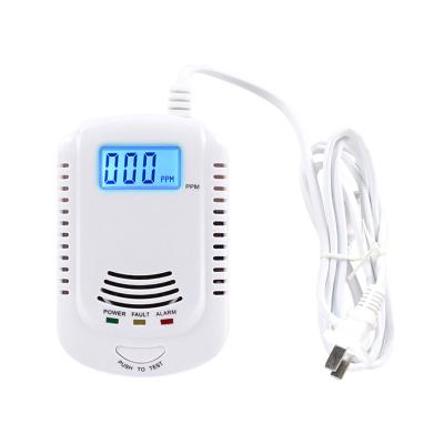 China ABS Composite Co Gas Alarm With Display Voice Home Co Carbon Monoxide Gas 2in1 Function Alarm Detector for sale