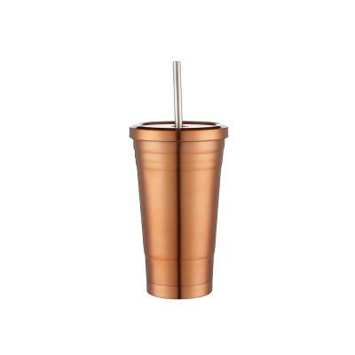 China Viable hot sale water bottle maker stainless steel wall vacuum straw cup double cup coffee mug473ml for sale