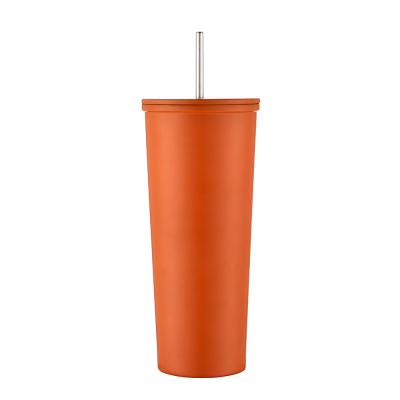 China High Quality Double Vacuum Customized Viable Straw Mug Insulated Wall Stainless Steel Coffee Mug With Straw 500ml for sale