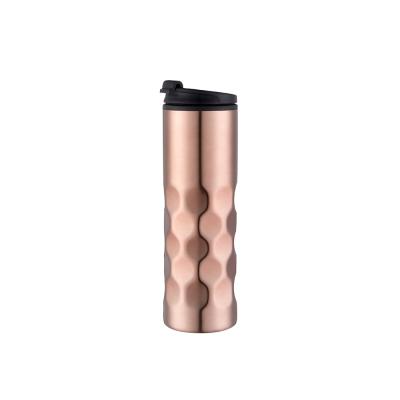 China 2020 Viable Popular Selling 450ML Double Wall Knurling Mug Auto Vacuum Insulated Stainless Steel Travel Mug Water Bottle for sale