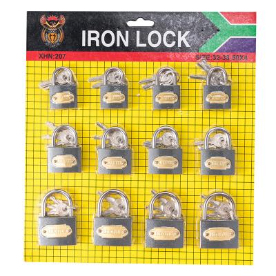 China Durable High Security 25 Sets Per Set Cast Iron A Gray Suction Card 32mm/38mm/50mm Box Old Iron Padlock 12 Locks for sale