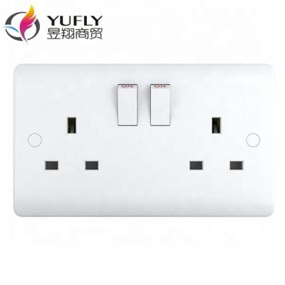 China UK Electrical Outlet 13A 2 Gang Residential/General Purpose Hot Sale Wall Switch And Socket S.P. for sale