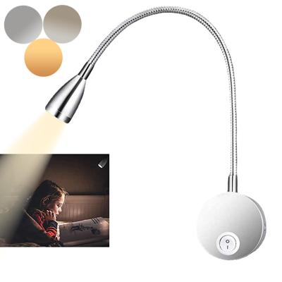 China Lighting Functions Hotel Home Bedroom Modern Bedside Headboard Lamp 3W Flexible Wall Mounted Bedside Led Reading Light for sale