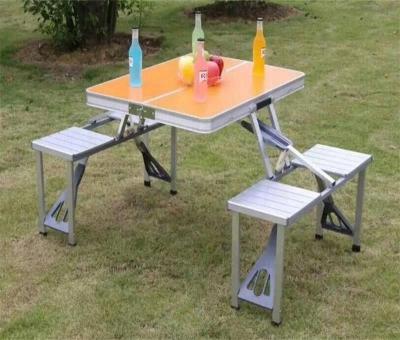 China Outdoor Table Alum. 1 Table 4 Seat Set Garden Beach BBQ Folding Camping Picnic Table for sale