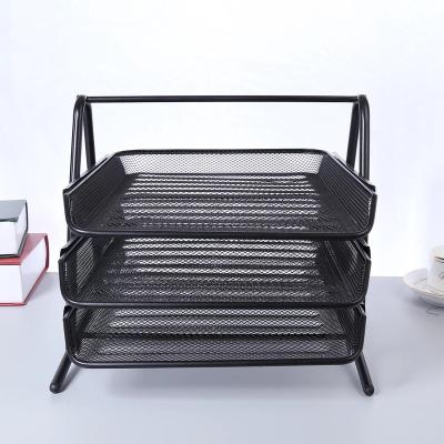 China Metal mesh 3 tier file folder organizer holder office file tray china stationery office suppliers and manufacturer for sale