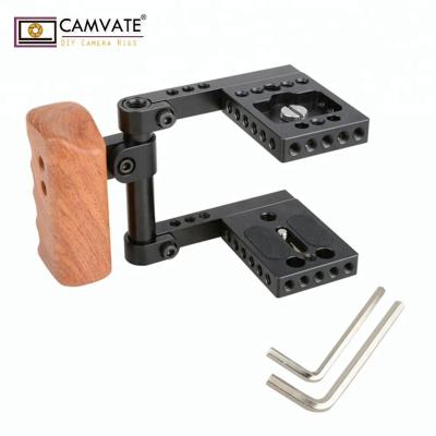 China CAMVATE Aluminum Wooden Handle DSLR Rig Baseplate BMPCC Cage Kit for BlackMagic Pocket Cinema Camera for sale