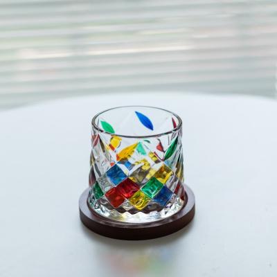 China Custom Fashion Short Glass Cups Romantic Cocktail Whiskey Glasses For Whiskey Bar Party Glass Cup for sale