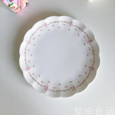 China Vintage Lace Rose Bow Shell Pattern Girl Viable Ceramic Dinner Dish Dessert Dish for sale