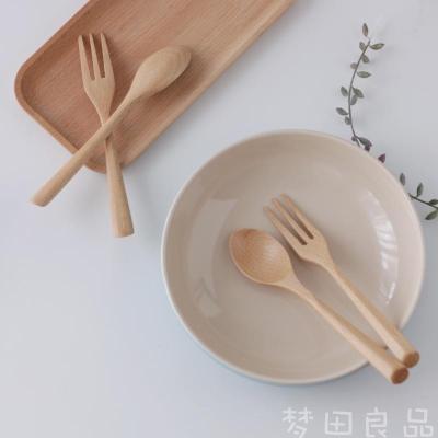 China Minimalist Stylish Wooden Spoon Spoon Spoon Viable Rice Spoon And Fork Set Flatware Set for sale