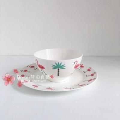 China Sustainable support set fashion tableware bowl flamingo series wholesale cool creative tableware for sale