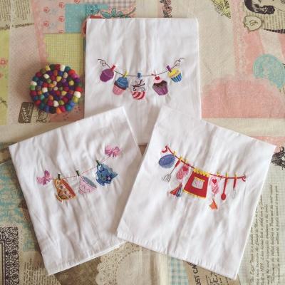 China Viable Personalized Cotton Mat Cloth Custom Logo Printed Tea Towels White Embroider Dish Cloth for sale