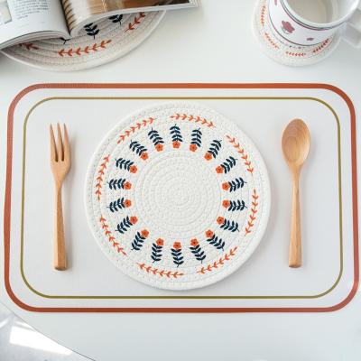 China Sustainable Business Mat Durable Knitting Woven Table Mat Sets Anti-scalding Table Mats For Dining Room for sale