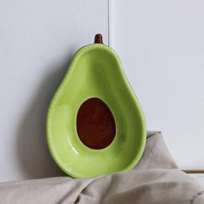 China Sustainable Shape Design Small Avocado Bowl Breakfast Salad Bowl Custom Ceramic Bowl For Snack Set for sale