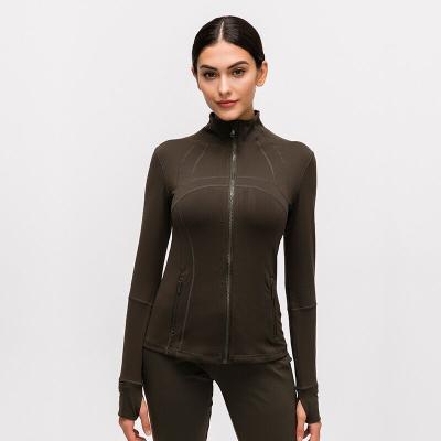 China Antibacterial Women Nylon Spandex Autumn Winter Zipper Jacket Women Yoga Running Wear for sale