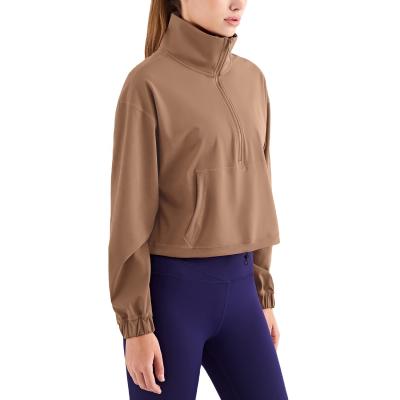 China Antibacterial Fitness Clothing Zipper Long Sleeve Women Plain Gym Sport Jacket for sale