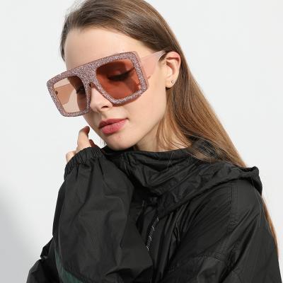 China Fashion Sunglasses 9036 Luxury Oversized Pink Sunglasses Diamond Sunglasses For Women 2020 Place Bling for sale