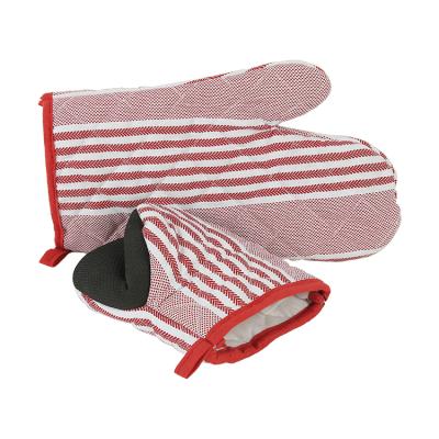 China Cheap Casual Heat Resistant Barbecue Gloves Waterproof Double Ribbed Duck Billed Oven Mitt Set for sale