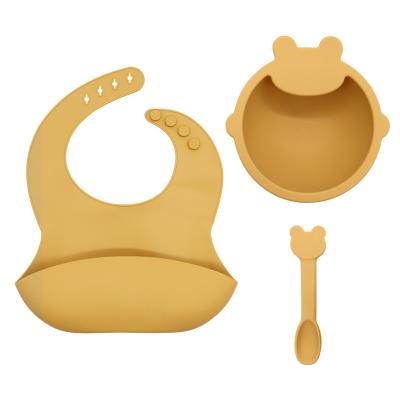 China CLASSIC silicone baby feeding set soft spoon Food grade Silicone Baby Feeding tableware Set for children for sale