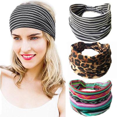 China Universal Hot Selling Bohemia Flower Print Exercise Headband Sweated Headband Yogo Workout Fitness Sports Wide Headband for sale