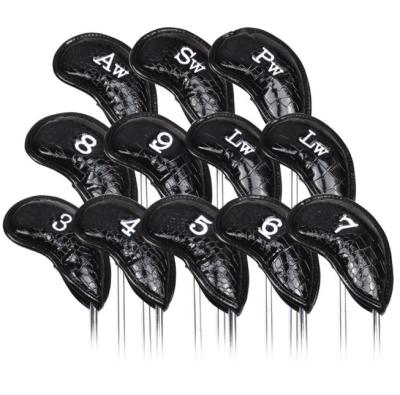 China PU Leather 12PCS Golf Iron Headcover Set Cover Leather Waterproof Manufacturer Golf Club Headcovers Customized Funny For Irons for sale