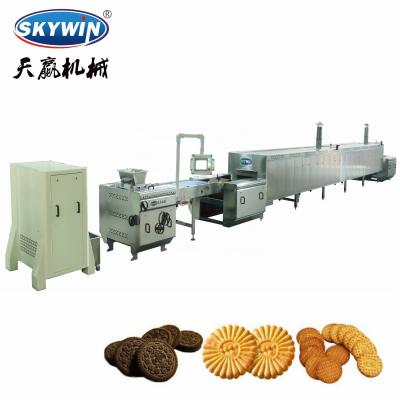 China Garment Shops Hot Sale SKYWIN Model-400 Automatic Biscuit Production Line With Electricity Tunnel Oven for sale