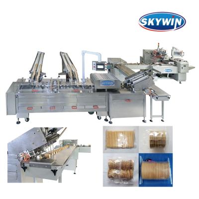 China Cooking Oil Plant Skywin Biscuit Sandwich Machine Connect With On Edge Biscuit Machine Snack Packing Cream Machines for sale