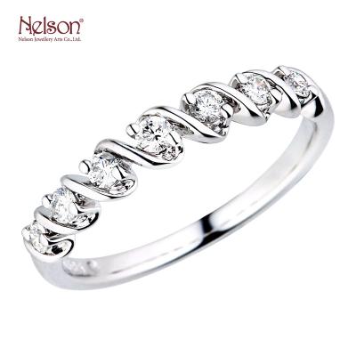 China Natural Hyperbole 18K 750 White Gold 7-Stone Diamond Ring For Women Popular Elegant High Quality Design OEM ODM Jewelry Manufacturer for sale