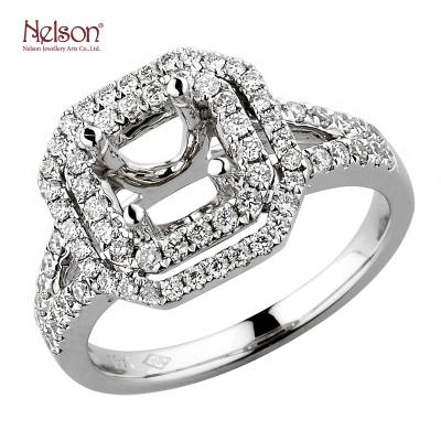 China Manufacturer Jewelry Wholesale Price FASHIONABLE Zero Risk No Illusion Diamond Luxury Ring Mount Wedding MOQ 18K White Gold for sale