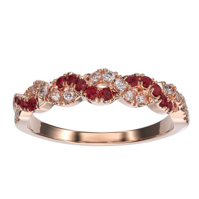 China OEM ODM Newest Style Zero Risk Wholesale Price No MOQ OEM ODM Factory Modern 18K 750 Rose Gold Natural Ruby Diamond Ring For Girl for sale