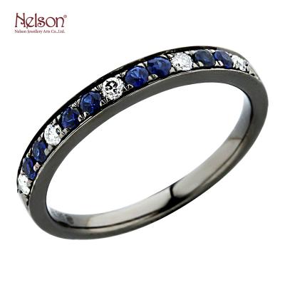 China SEPTEMBER Manufacturer Quality Zero SUPER CLASSIC Best Risk No MOQ 18k 750 White Gold Black Rhodium Real Diamond Natural Blue Sapphire for sale