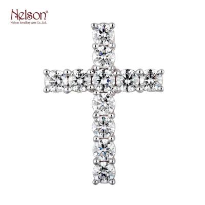 China FASHIONABLE Wholesale Price No MOQ Custom Logo Reward Factory Manufacturer Luxury 18K 750 Gain Diamond Cross Modern Pendant White Gold for sale