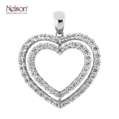 China OEM ODM Reward Factory Winning Wholesale Price No MOQ New OEM ODM 18K White Gold Elegant Genuine Diamond Heart Themed Ladies Pendants For Ladies for sale