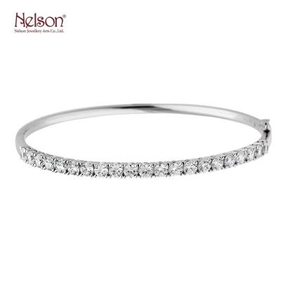 China 2021 Factory OEM ODM Best Price 18K 750 White Gold Diamond Anniversary Single Line Bangle Sale Jewelry For Girls for sale