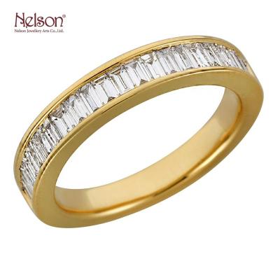 China Wholesale Price OEM FASHIONABLE ODM No MOQ High Quality Popular Design Stylish 18K Gold Real Diamond Anniversary Band Ring for sale