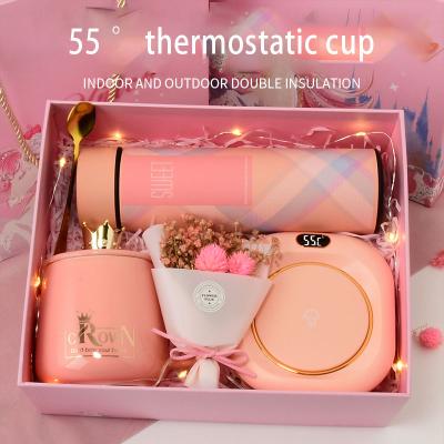 China New Design Viable 55 Degree Thermostat Mug Set Creative Ceramic Coffee Warmer Cup Cute Pink Mugs With Logo Tea Cup For Wedding Gift for sale