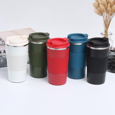 China New 304 Stainless Steel Viable Vacuum Silicone Coffee Portable Tumbler Car Mark Cup Gift Customization for sale