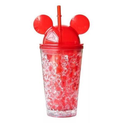 China Large Capacity Summer Cup With Straw Crushed Ice Frosted Water Bottle Tumbler Female Student Korean Style Double Layer Plastic for sale