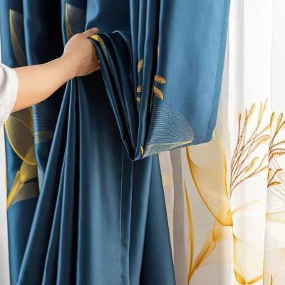 China Heat Insulation Factory Supply High Quality Blackout Floral Design Canvas Window Shade And Curtain For Living Room for sale