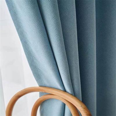 China Factory Wholesale Flame Retardant 100% Polyester Fabric Blackout Blue Shower Curtain Stock for sale