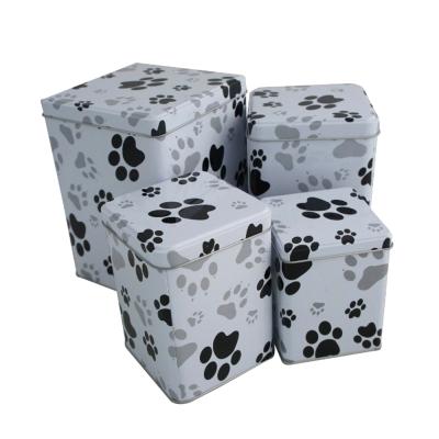 China Sustainable Pet Paw Print Tins Square Boxes Boxes for sale