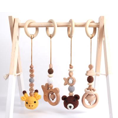 China Soft Toy Play Gym Frame Baby Play Toys Set Shape Colorful Cute Animal Baby Teether Set Beech Wood Teether Toys Set Baby for sale