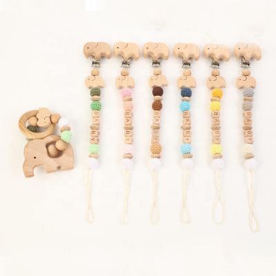 China Soft Toy Decoration Baby Toy Gift Set Clip Cute Colorful Cotton Pacifier Elephant Shape Baby Wooden Teethers for sale