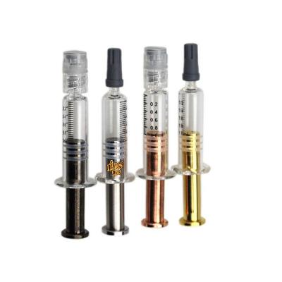 China IBRSCBD Prefilled luer lock 1ml cbd oil metal glass syringe disposable glass thick oil medical syringe for sale