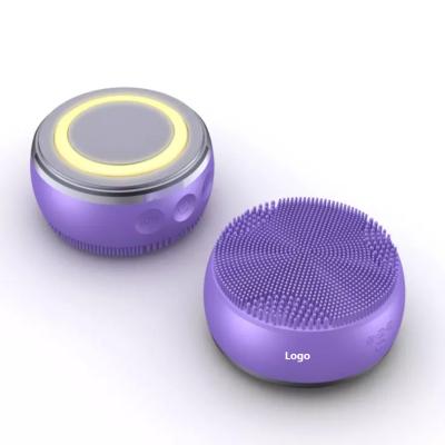 China Acne Treatment 2 in 1 Deep Cleansing Face Remover Led Light Therapy Sonic Silicone Face Brush for sale