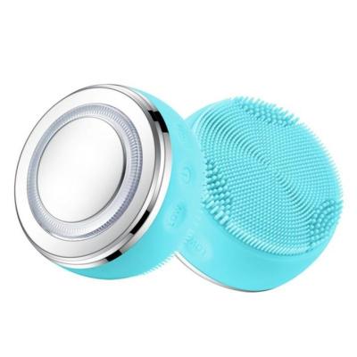 China DEEPLY CLEANING 2 in 1 Therapy with LED UltrasonicBrush Mini Handheld Vibration Cleanser Face Facial Cleansing Brush for sale