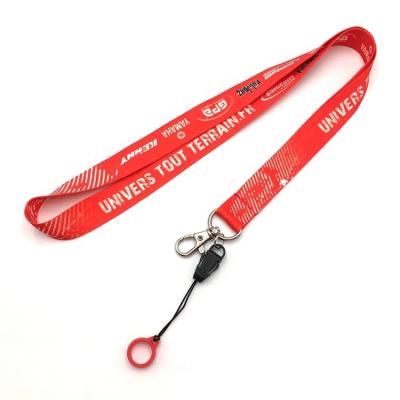 China Advertising Fancy Printed Polyester Pen Holder Rubber Ring Neck Lanyard With Custom Logo for sale