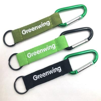 China Carabiner key chain or carabiner wholesale custom logo short aluminum climbing lanyard for sale