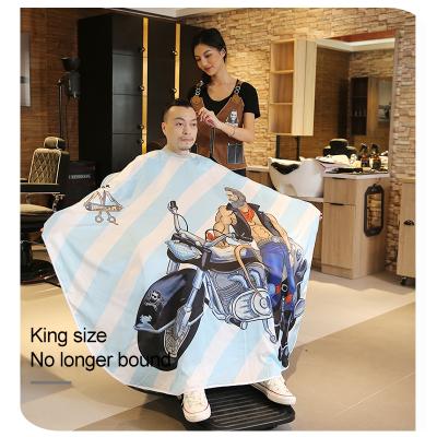 China Silicone Waterproof Blue Neck Hairdressing Salon Barber Shop Hairdresser Nylon Robe Barber Capes With Buttons for sale