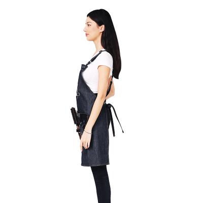 China Hair Stylist Woodworking Apron Denim Apron With Tool Bag Waterproof Apron for sale